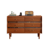 Solid wood chest with six or nine drawers for entryway storage and organization